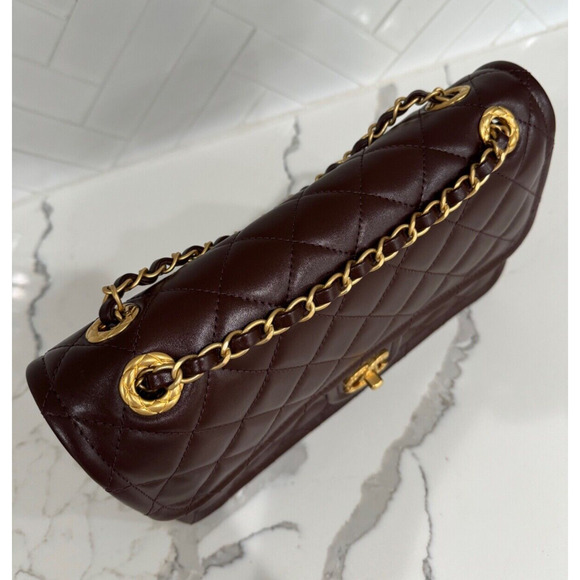 Chanel 24K Sweet Crush Flapbag Dark Brown Large CC Gold Classic Shoulder Bag - Picture 11 of 16